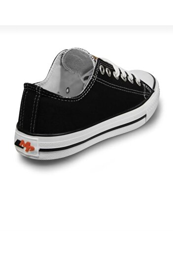 M.P. Black and White Short Canvas Fabric Lace-up Walking Shoes