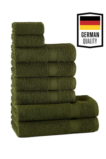 Tuiste Towel Set Khaki Green, 2 Bathroom Shower 4 Hand Face 2 Small Kitchen