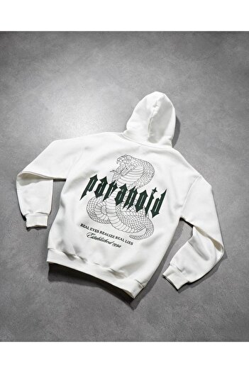 Benisengiydir White Paranoid Printed Oversize Crew Neck Women's Sweatshirt