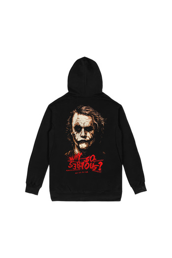Orijin Tekstil Joker Why So Serious εμπρός και πίσω με στάμπα μαύρη φούτερ με κουκούλα