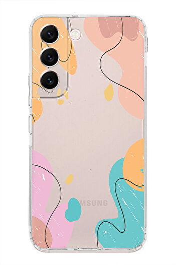 PrintiFy Samsung Galaxy S22 Compatible Camera Protected Cover Mixed Colors Design Transparent Case