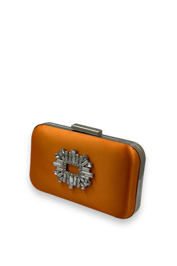 Biçanta Orange Color Satin Silver Case Silver Stone Evening Bag Evening Bag Wedding Engagement Portfolio