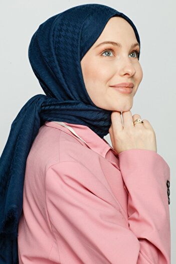VALORSCARF Gece Mavi Kazayağı Desen Şal