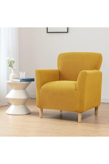 ÖZMAKAN 1 Piece Single Lycra Quality Sofa Cover - Washable Square Patterned Armchair Cover