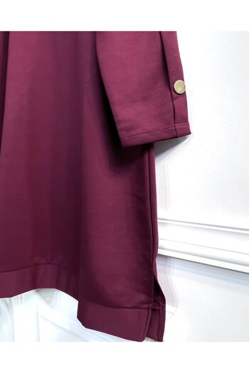 Aşkı Endam Aysima Two Thread Tunic with Buttoned Sleeves - Claret Red