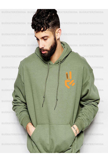 Buğraterzimoda Хаккі Peace з принтом, чоловічий світшот з капюшоном