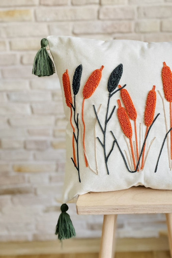 SWITA Punch Embroidered Single Decorative Special Design Throw Pillow Cover (panch)