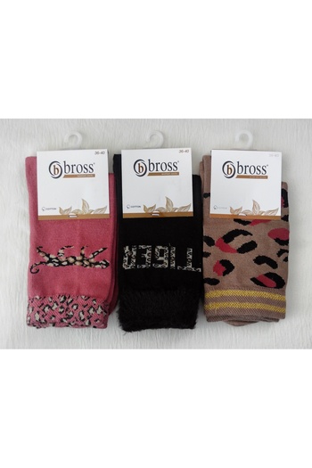 Bross WOMEN'S COTTON SOCKS - KNEE BOTTOM PATTERNED SOCKS 3-PACK