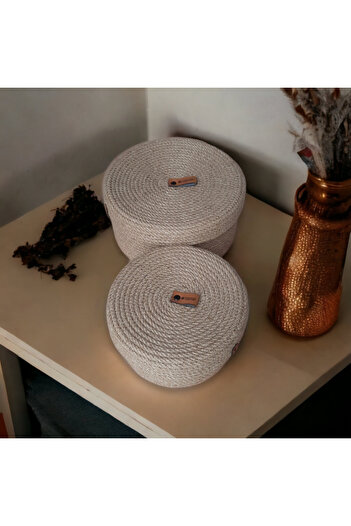 HandmadeSNM Wicker Decorative Handmade Basket Set - Set of 2 with Lid