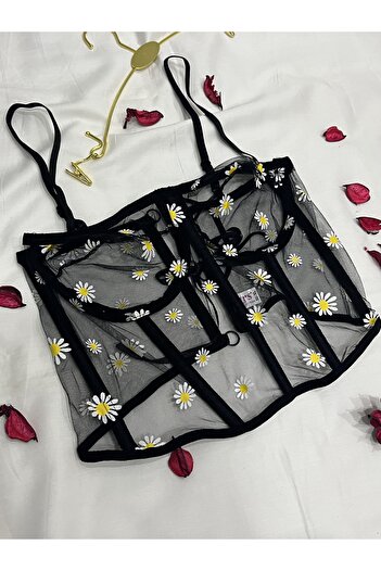 mendoza store Black Uncovered Daisy Underwire Bustier Corset