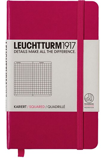Leuchtturm1917 دفتر ملاحظات بحجم الجيب (A6)، مربعات، غطاء من الكرز