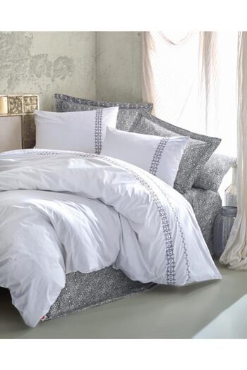 Cotton Box Majestic Series Double Duvet Cover Set Paola Gray