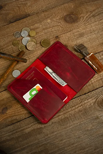 Lost Slope Leather Passport Wallet - Real Leather & Handmade