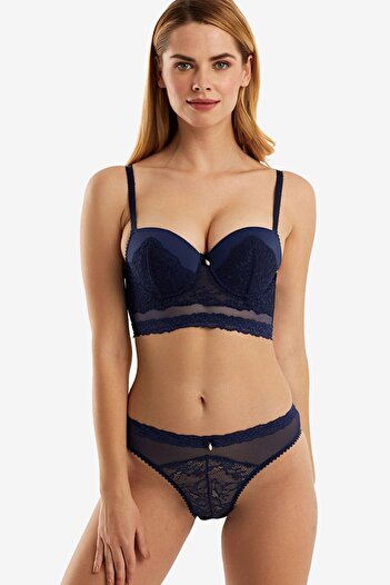 AYYILDIZ 564 Navy Blue Push-up Bralet Set