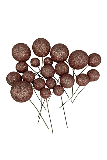 PASTRY PLANET Simli Bordo Pasta Üstü Top Süs [20 Adet]
