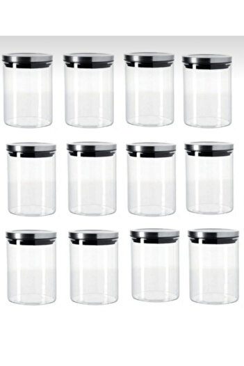 Pembelia Life 12-Piece Borosilicate Glass 200ml Spice Jar Set with Metal Vacuum Lid Storage Container
