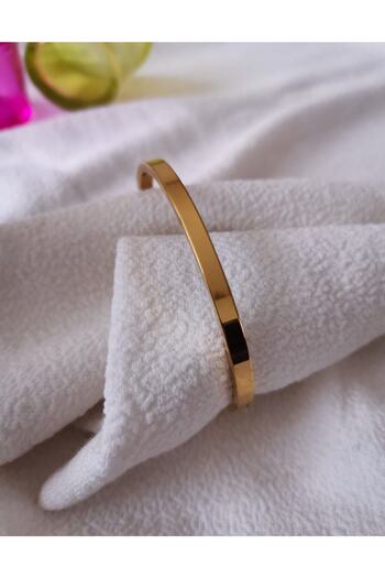 Joya Accessories Çelik Bileklik - Paslanmaz Düz Kelepçe Bilezik Gold Renk