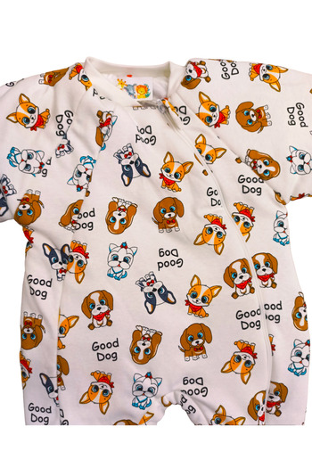 özdemirli bebe Cute Dog Patterned Long Sleeve Crew Neck Lined 2.5 Tog Sleeping Bag for Ages 1-6