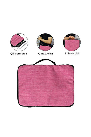 Microcase Samsung Tab  UyumluA8 SM-X200 10.5 Tablet Çanta+Türkçe Bluetooth Klavye +Mouse+Tablet Standı - Pembe