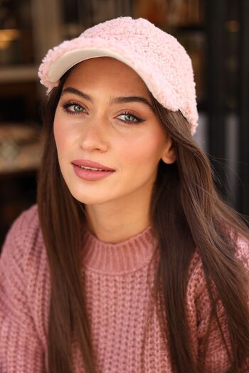 REMSA Women's Curly Plush Cap Hat RKŞ-07 Powder