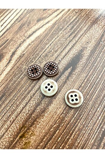 canan dizayn 11.5 mm Beige-Brown Polyester Button (30 Pcs)
