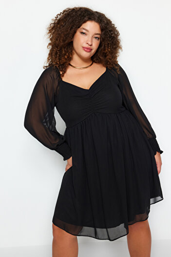 Trendyol Curve Μίνι φόρεμα μαύρου μεγέθους A-Cut - TBBAW24AH00076