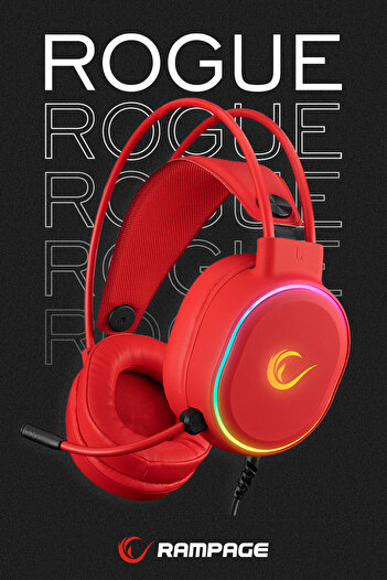 Rampage Rogue Red 7.1 Surround Sound Rgb Led Gaming Headset with Microphone