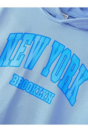 AFROGİYİM Γυναικείο σετ φόρμας με στάμπα New York Oversize με κουκούλα