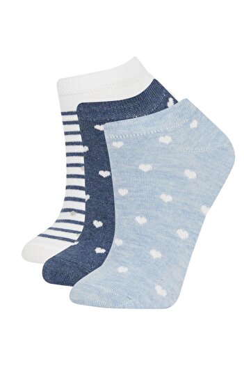 DeFacto Women's 3-Piece Cotton Booties Socks A5939Axns