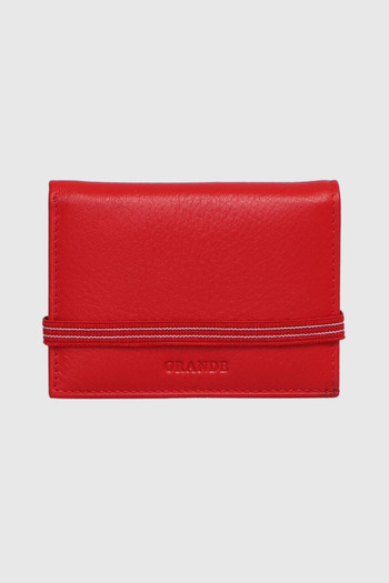 Grande Genuine Leather 325 Model Arsel Red - Horizontal Card Holder with Transparent Chamber