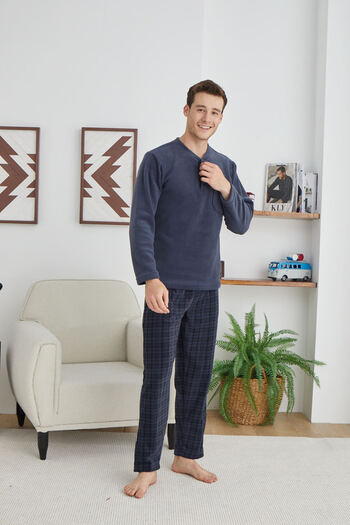 KLY Midi Collar Fleece Pajama Set