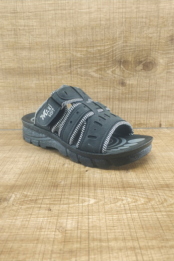 Maxisoft Orthopedic Sole Velcro Black Home and Outdoor Men's Slippers Trl0029