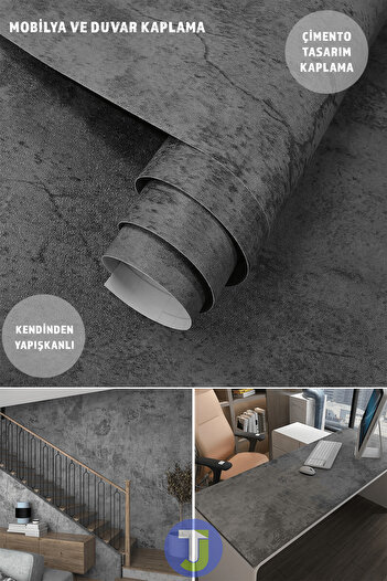 Technojet Самоклеюча плівка під цемент для кухні, ванної кімнати, стін, шаф, столів 60 см × 100 см