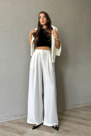 Seda Yalçın Atelier Ecru Elastic Detailed Palazzo Trousers