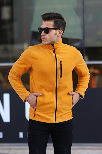 Kozik Caramel Shoftsell Men's Fleece Standard Fit Full Zip 3 Pocket Men's Fleece Cardigan