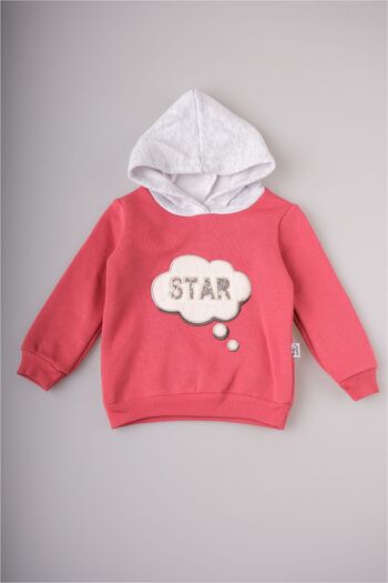 Babykokko Girl's Hooded Child Star Embroidered Full Pattern Double Set