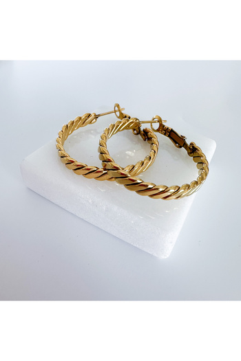 CHARMLUCKY Steel basic hoop earrings