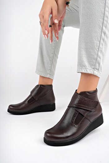 Deripabuc Genuine Leather Brown Women's Leather Boots Crz-0304