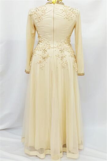 hanefix Women's Ecru Tesseture Evening Dress