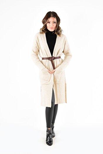 ModaPlaza Long Nova Knitwear Women's Cardigan - Pockets, Model 4341