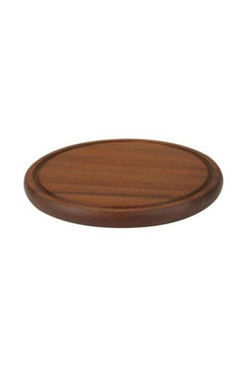 Lava 29 cm Iroko Wood Round Wooden Meat Presentation Board - Lv as 203 Ir