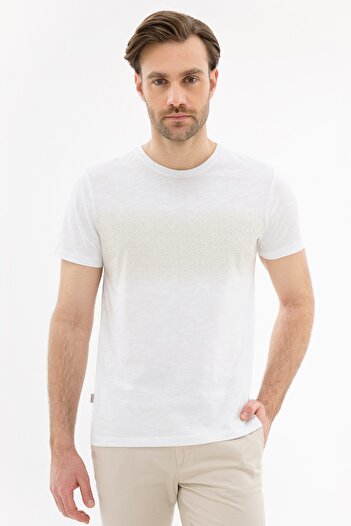 Pierre Cardin Λευκό T-shirt Slim Fit Crew Neck