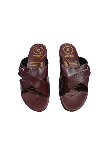 GEZER Ge082-10 Women's Burgundy Orthopedic Cross Banded Walking Slippers