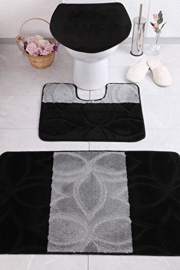 Confetti Erdek 60x100 50x60 47x50 cm BQF Black Bath Rug