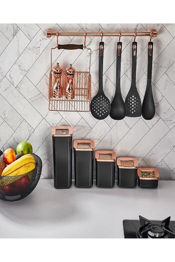 VİP AHMET Vip Ahmet Square Storage Container Black-Copper Set of 5 Vp-111