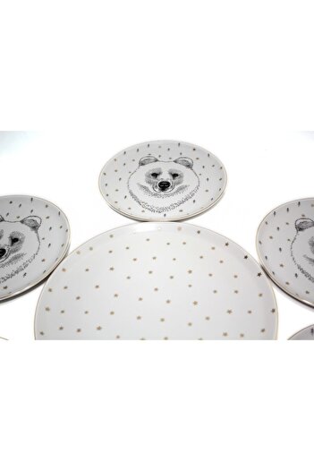 Porland Forest Service Plate and Bear Cake Presentation Set 7 Pieces