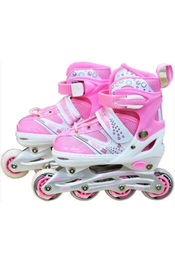 Can Toys Can Roller Skates Girls Single Row / Double Row Pink Adjustable Lighted Roller Skates
