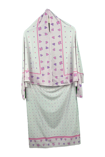 Altobeh Costum de rugăciune pentru copii, practic, mâneci cu model în două piese și batic detașabil, rochie hijab din lycra (6-12