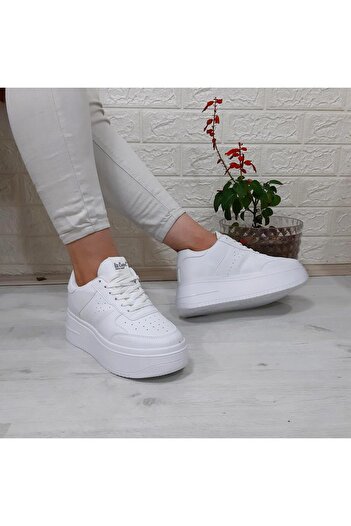 Lee Cooper 31100 Beyaz 5 cm Kalın Tabanlı Spor Ayakkabı