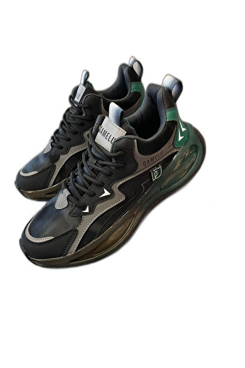 GAMELU Men's Walking Running Shoes Black Green